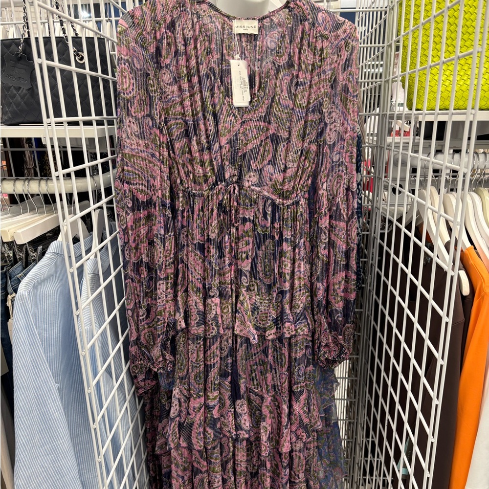 Chic Paisley Long Sleeve Dress